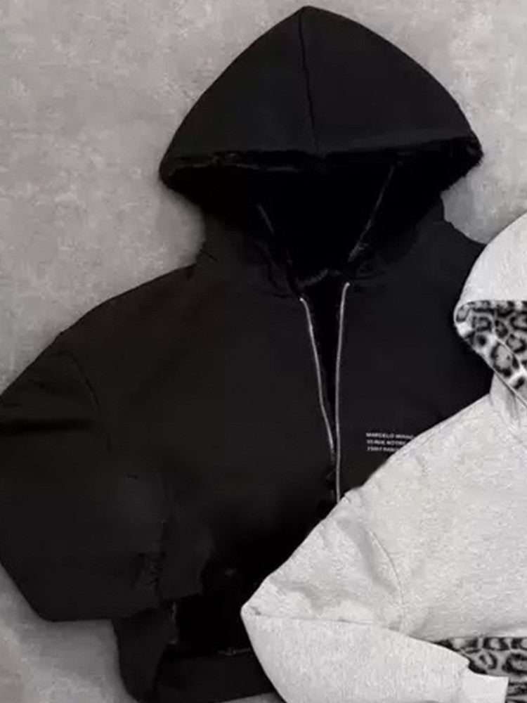 Stylish gray/Black zip-up jacket